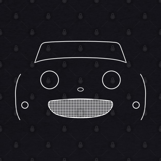 Austin Healey "frogeye" Sprite classic car outline graphic (white) by soitwouldseem